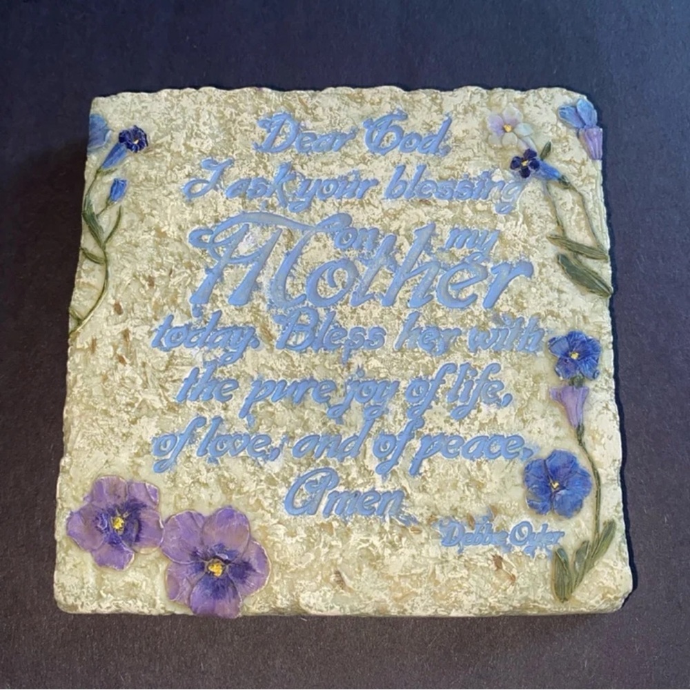 Floral Stone Plaque with Inspirational Message